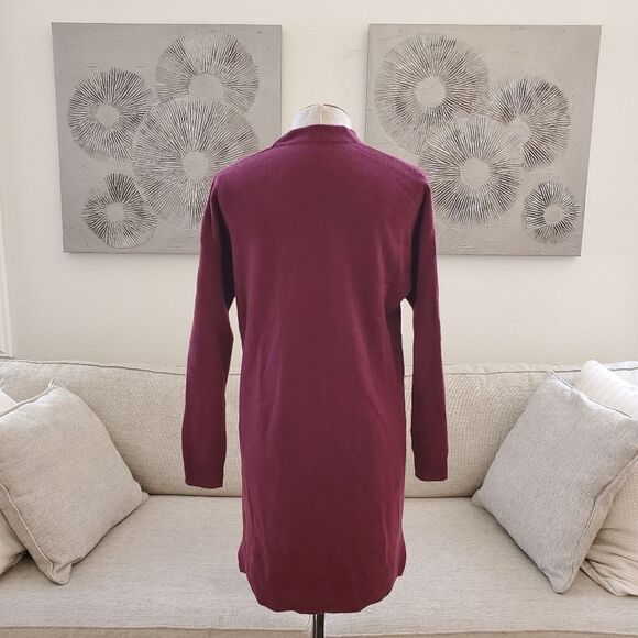 Halogen Wool & Cashmere Long Cardigan - size Small Petite in Burgundy - Picture 9 of 13